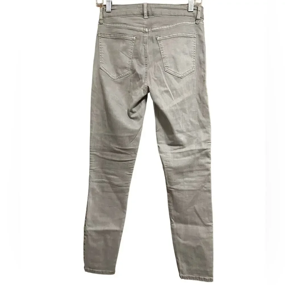 Pistola Audrey Moto Stone Grey Skinny Ankle Jeans Size 27